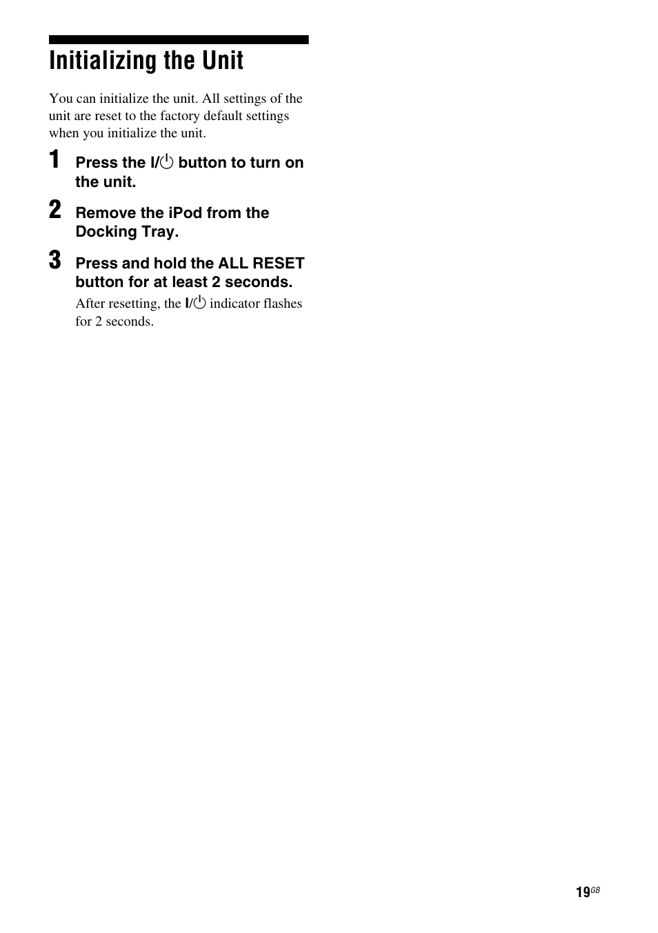 Initializing the unit | Sony RDP-XA700iP User Manual | Page 23 / 100