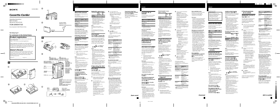 Sony TCM-150 User Manual | 2 pages