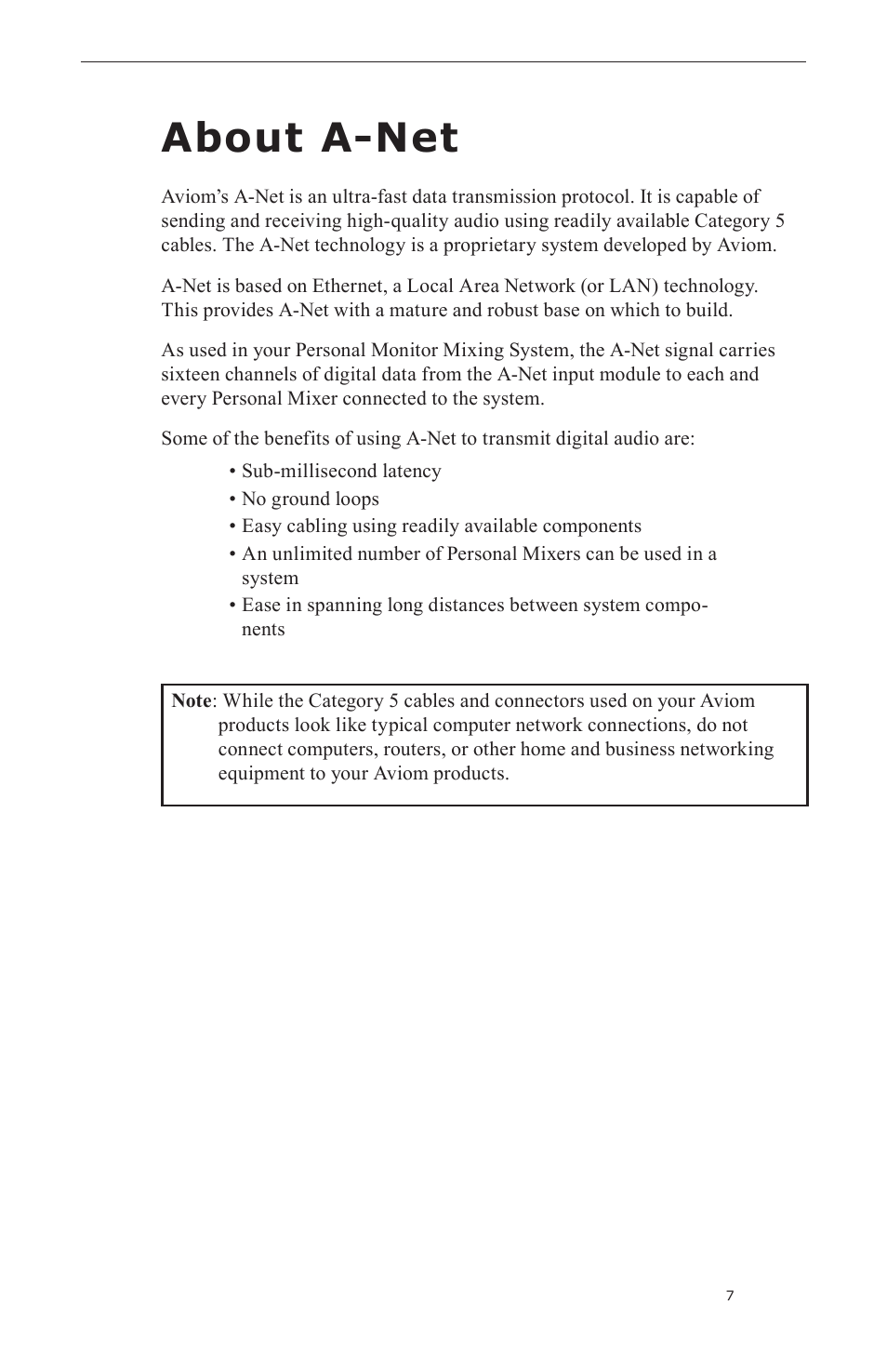 About a-net | Aviom A-16II User Manual | Page 15 / 57