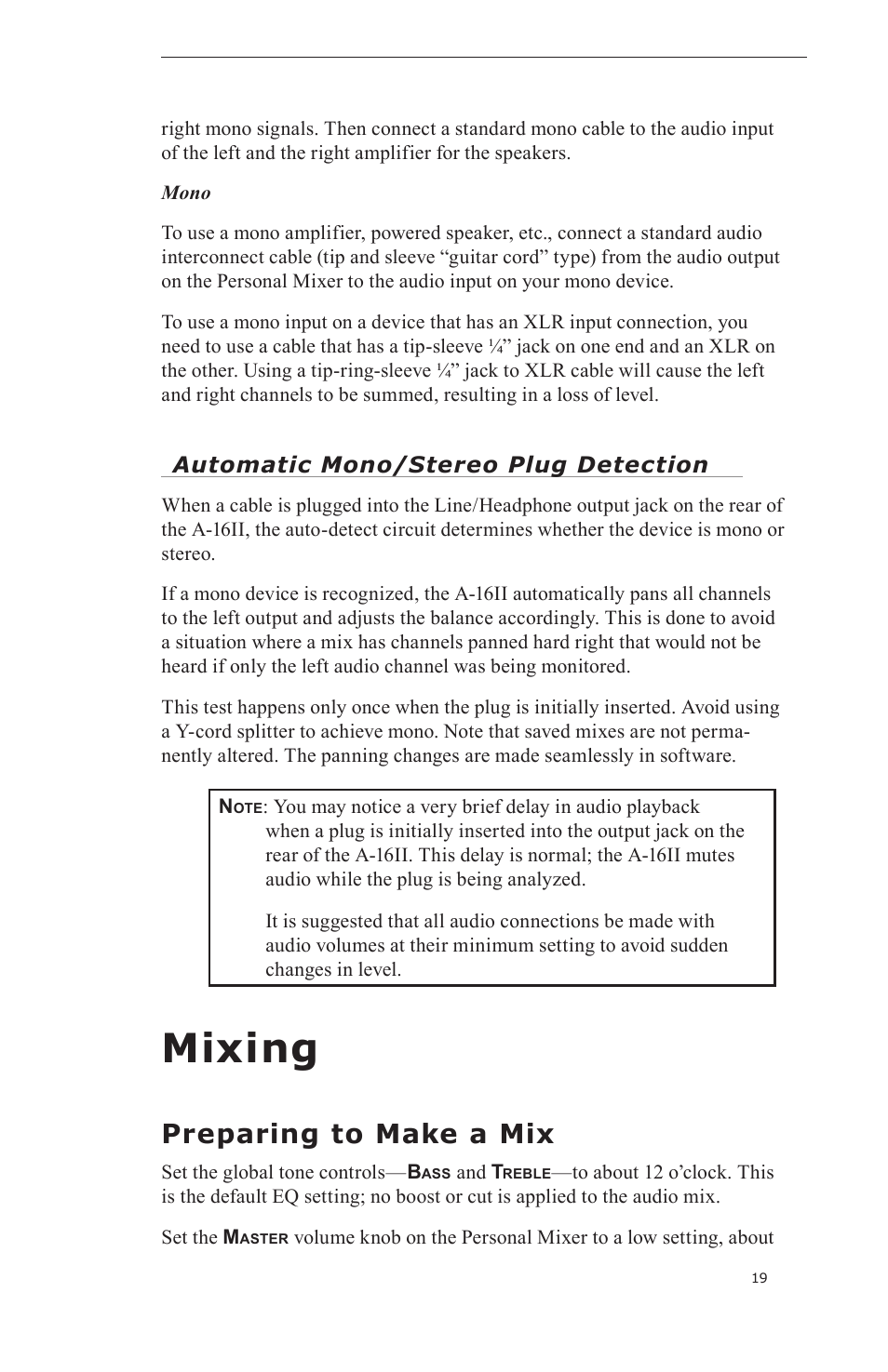Mixing, Preparing to make a mix | Aviom A-16II User Manual | Page 27 / 57