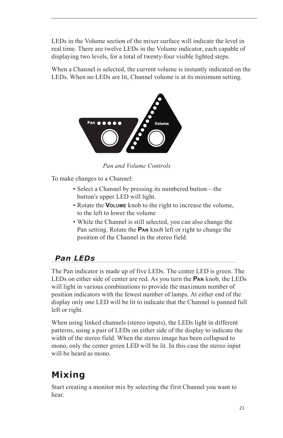 A-16, Mixing, Pan leds | Aviom A-16II User Manual | Page 29 / 57