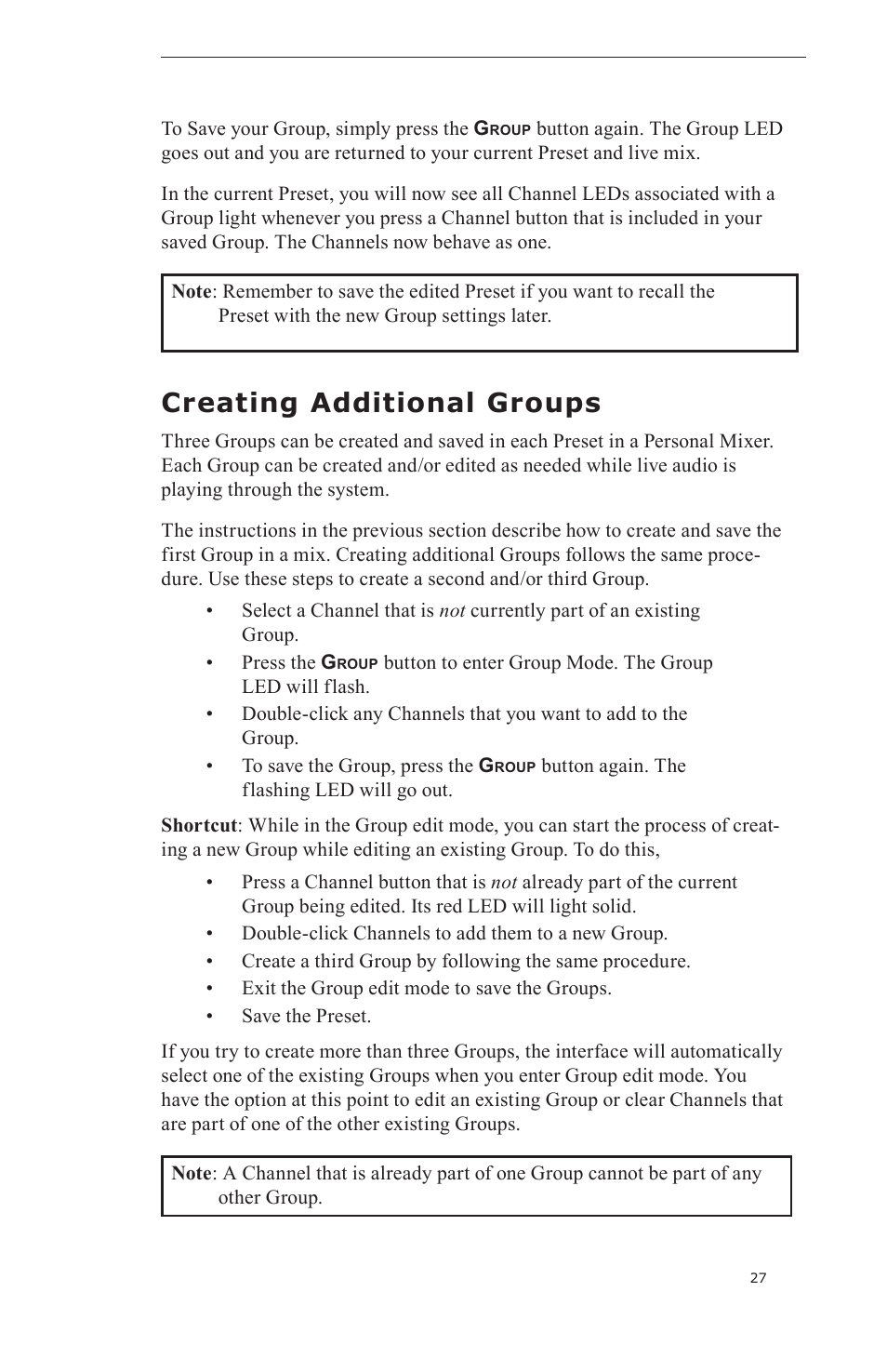 Creating additional groups | Aviom A-16II User Manual | Page 35 / 57