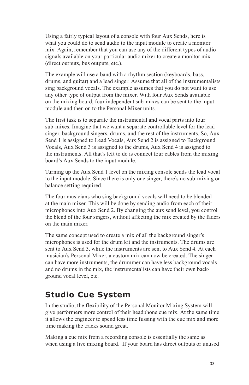 Studio cue system | Aviom A-16II User Manual | Page 41 / 57