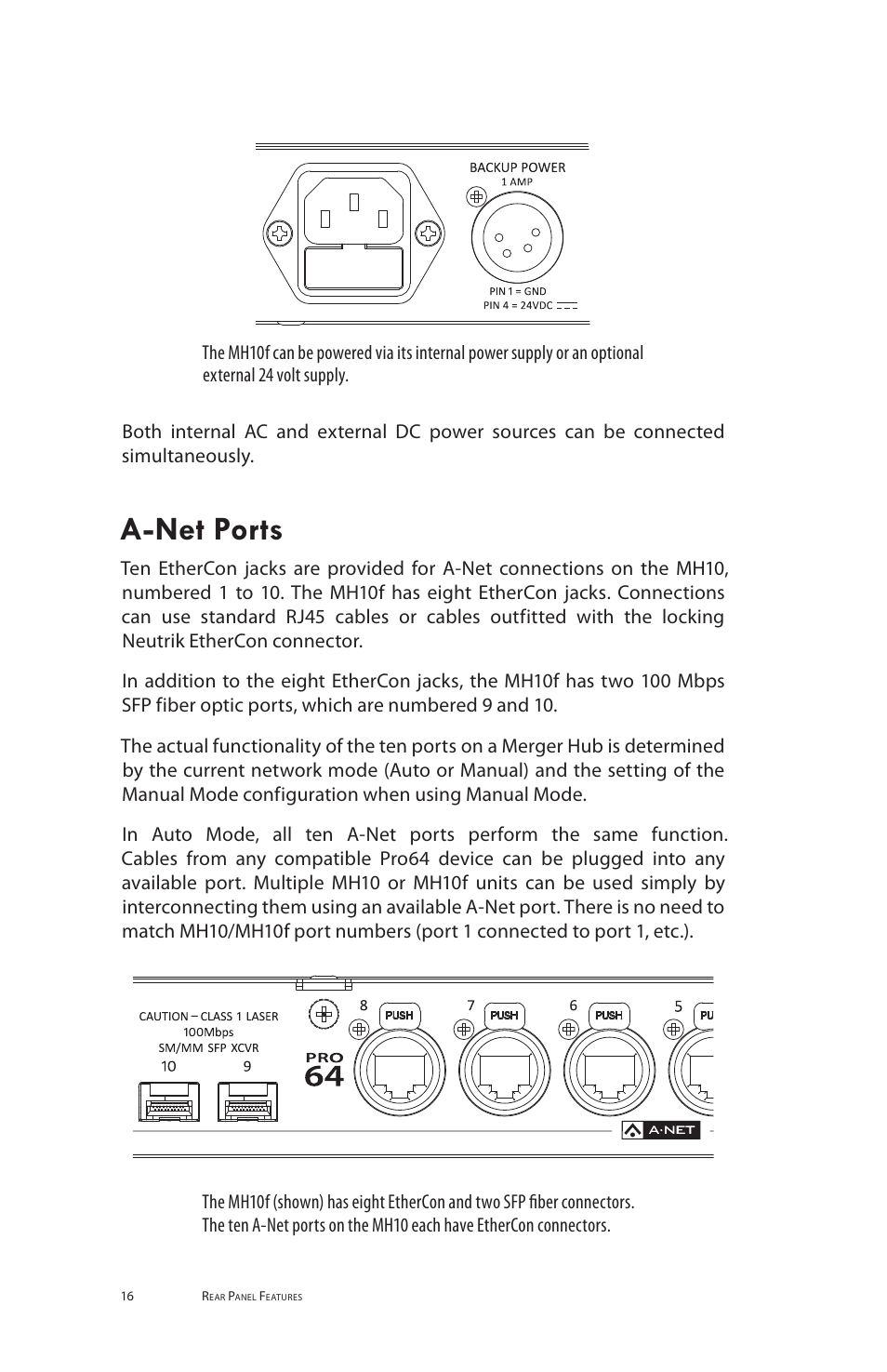 A-net ports | Aviom MH10f User Manual | Page 24 / 41