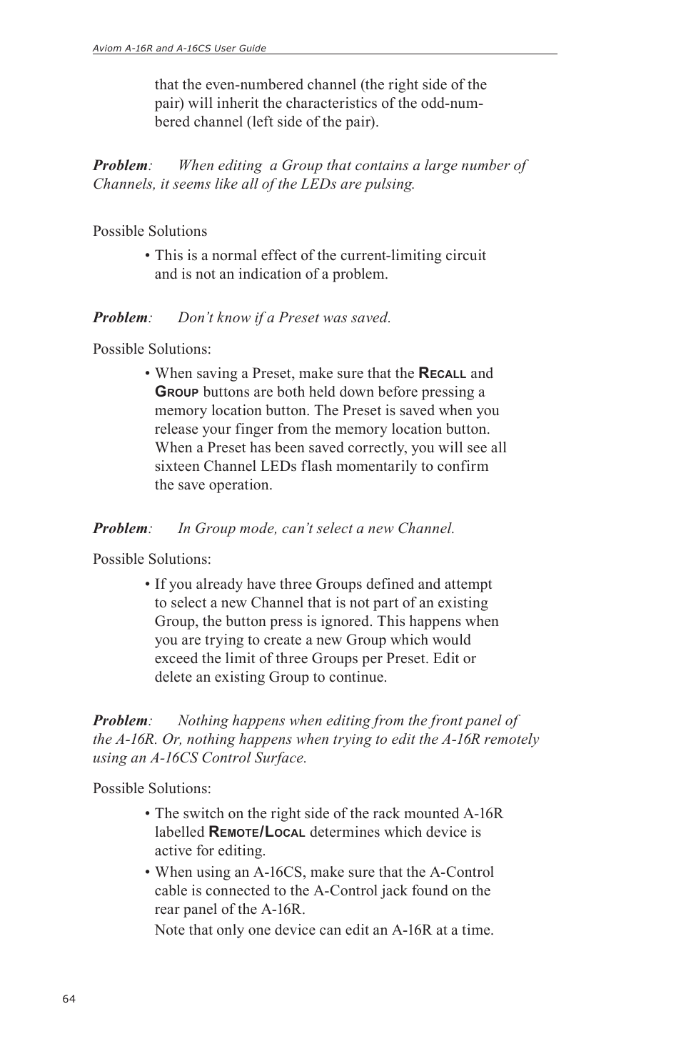 Aviom A-16CS User Manual | Page 74 / 92