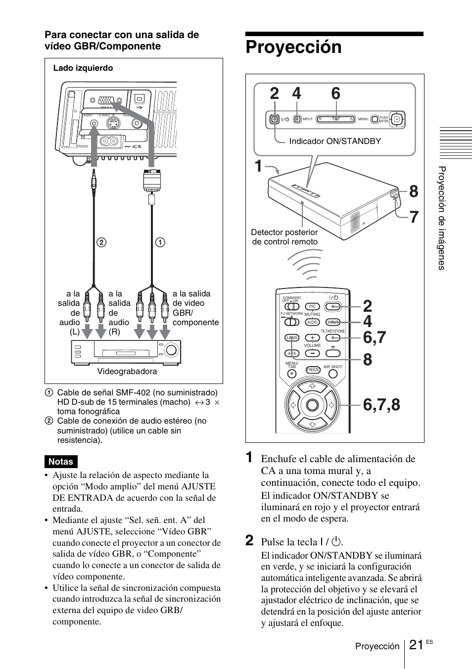 Proyección, Pulse la tecla i | Sony VPL-CX70 User Manual | Page 137 / 180