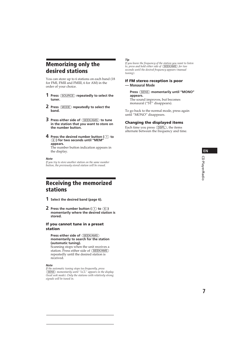 Sony CDX-4160 User Manual | Page 7 / 32