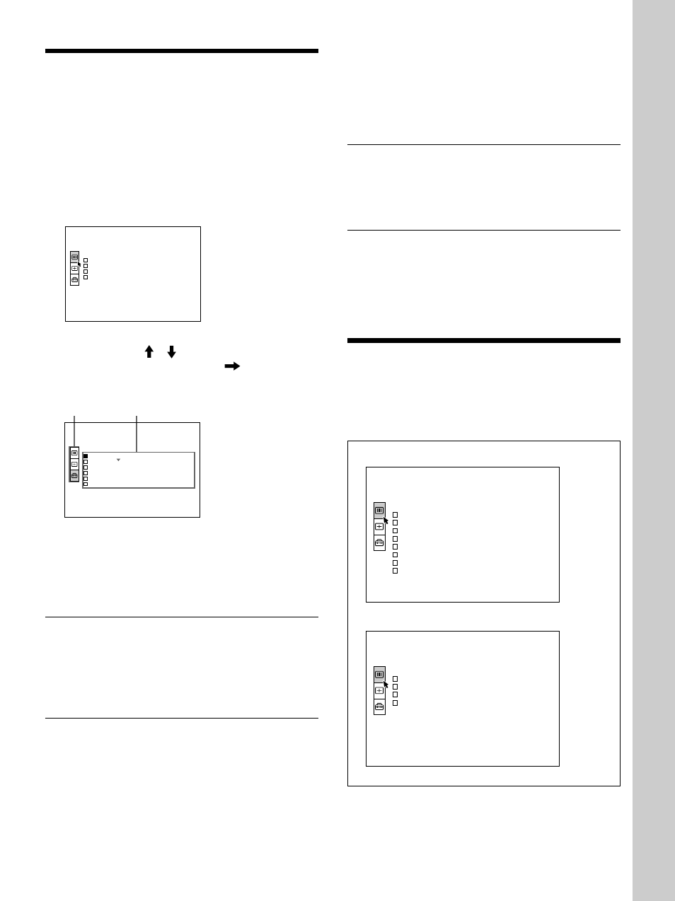 Realizaci溶 de ajustes mediante el men, Uso del menu, Men彭ctrl imagen | Menú ctrl imagen, Realización de ajustes mediante el menú, Para que la pantalla de menú desaparezca, Si no se introduce ninguna señal | Sony VPL-PX1 User Manual | Page 79 / 96