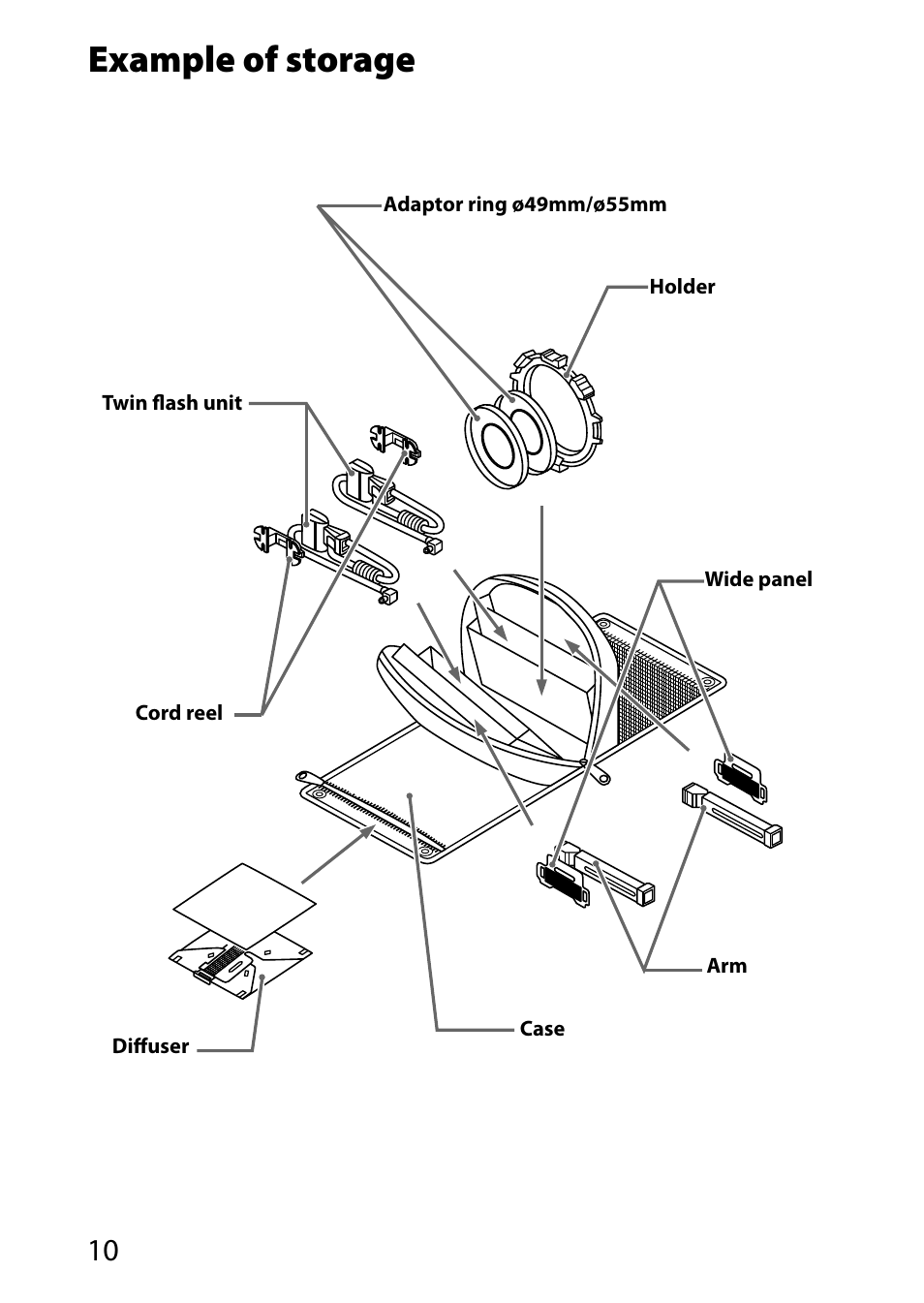 Example of storage | Sony HVL-MT24AM User Manual | Page 10 / 294