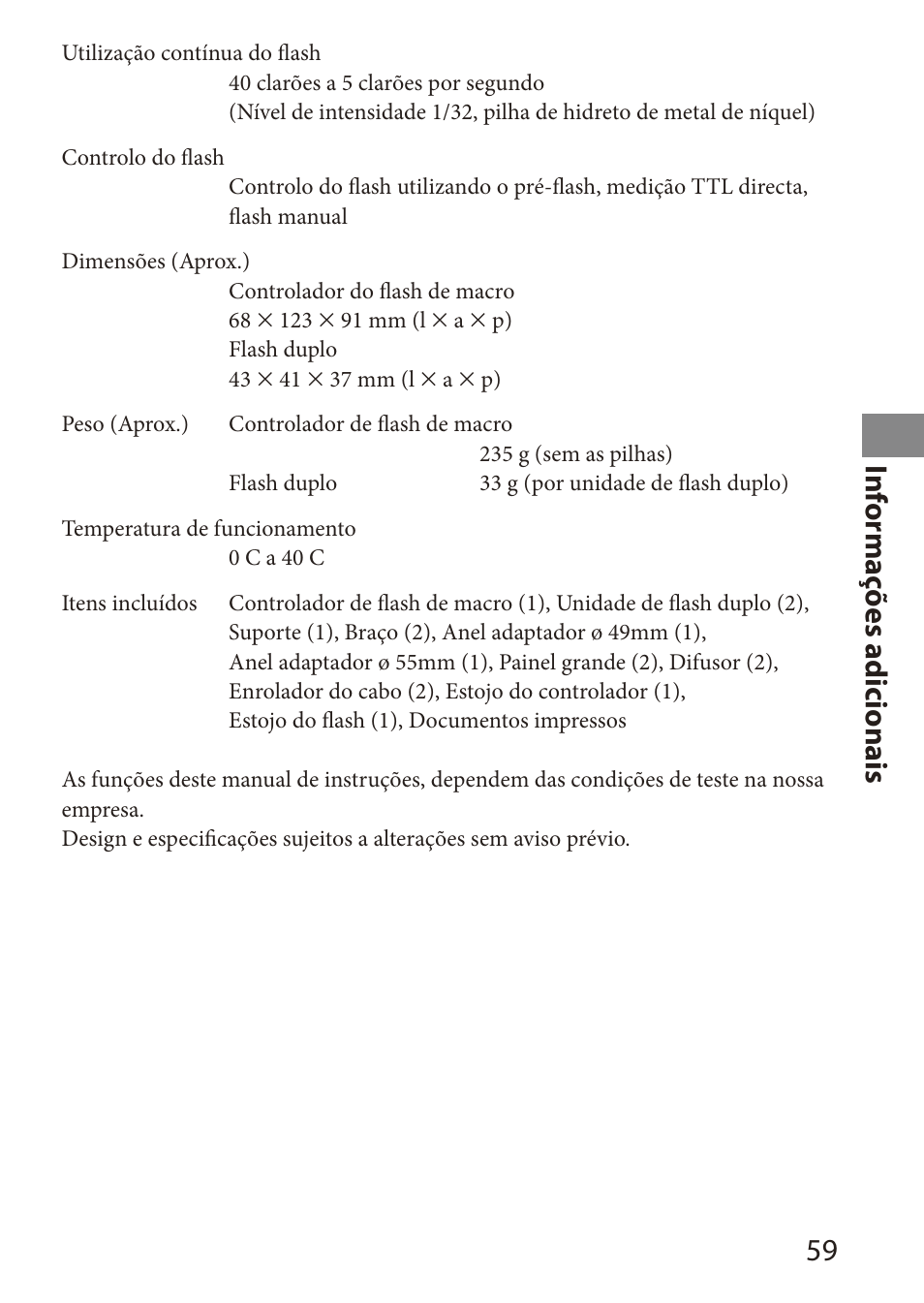 Inf ormaç ões adicionais | Sony HVL-MT24AM User Manual | Page 119 / 294