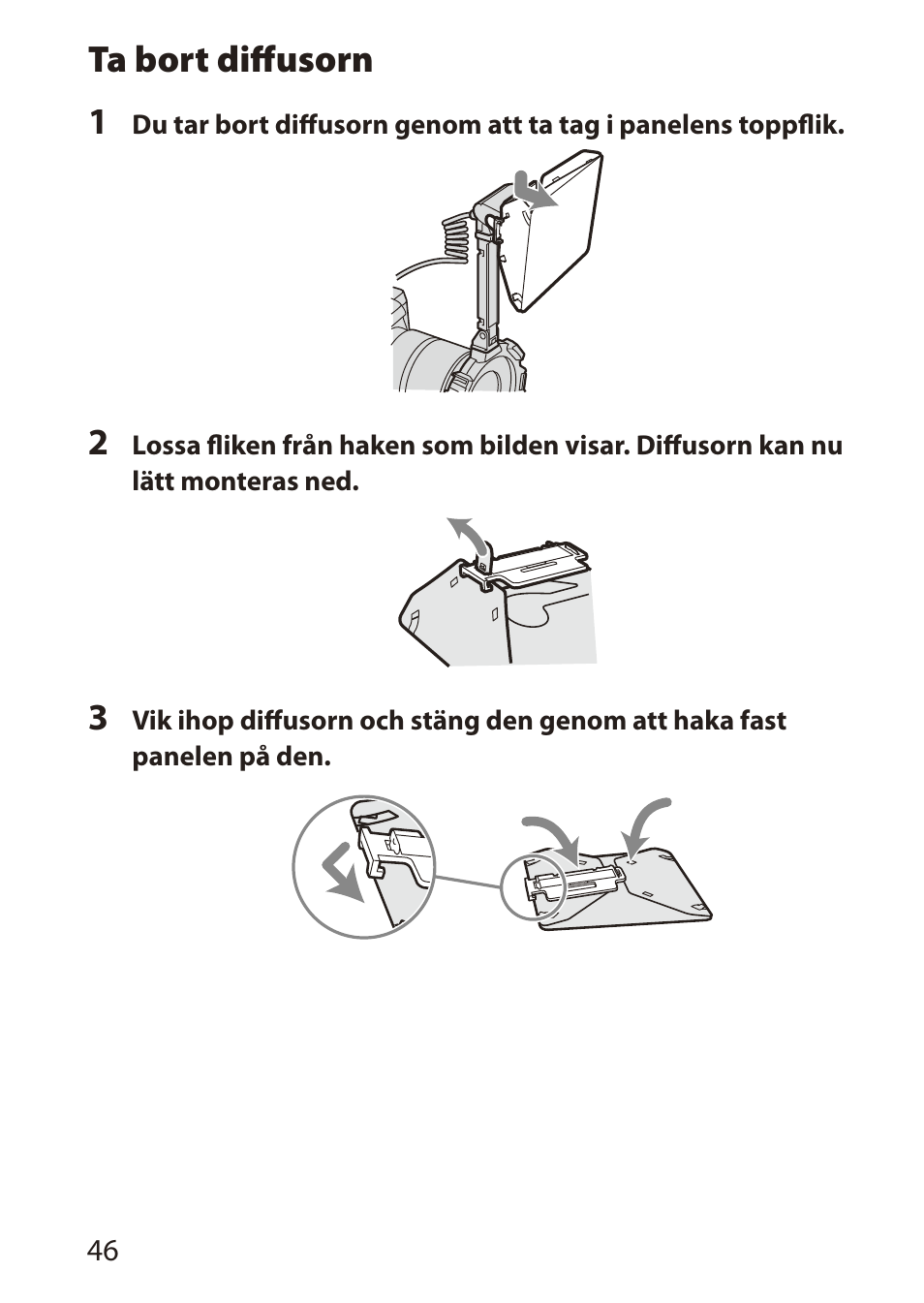 Ta bort diffusorn 1 | Sony HVL-MT24AM User Manual | Page 222 / 294