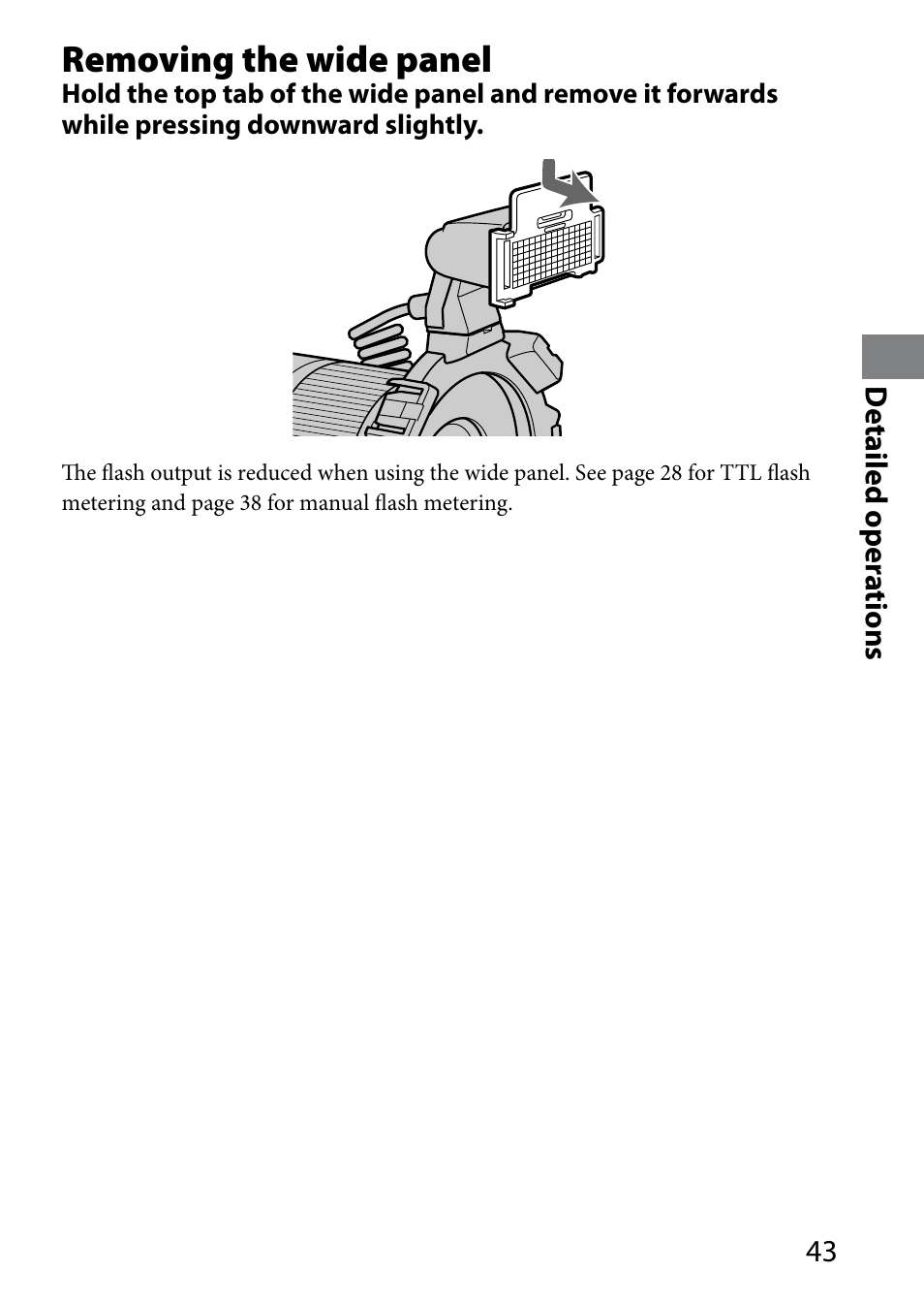 Removing the wide panel | Sony HVL-MT24AM User Manual | Page 43 / 294