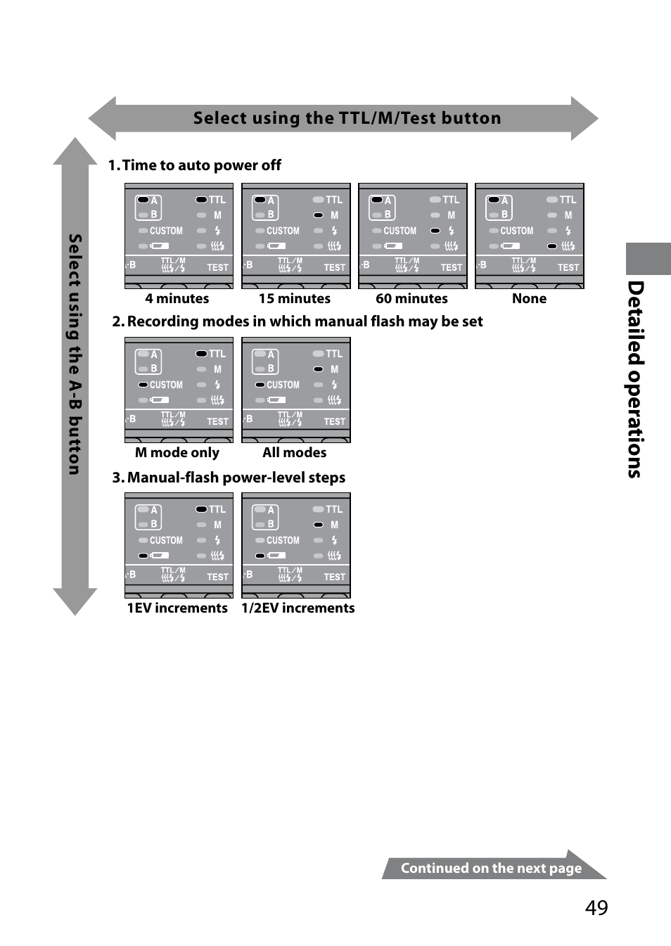 Detailed oper ations | Sony HVL-MT24AM User Manual | Page 49 / 294