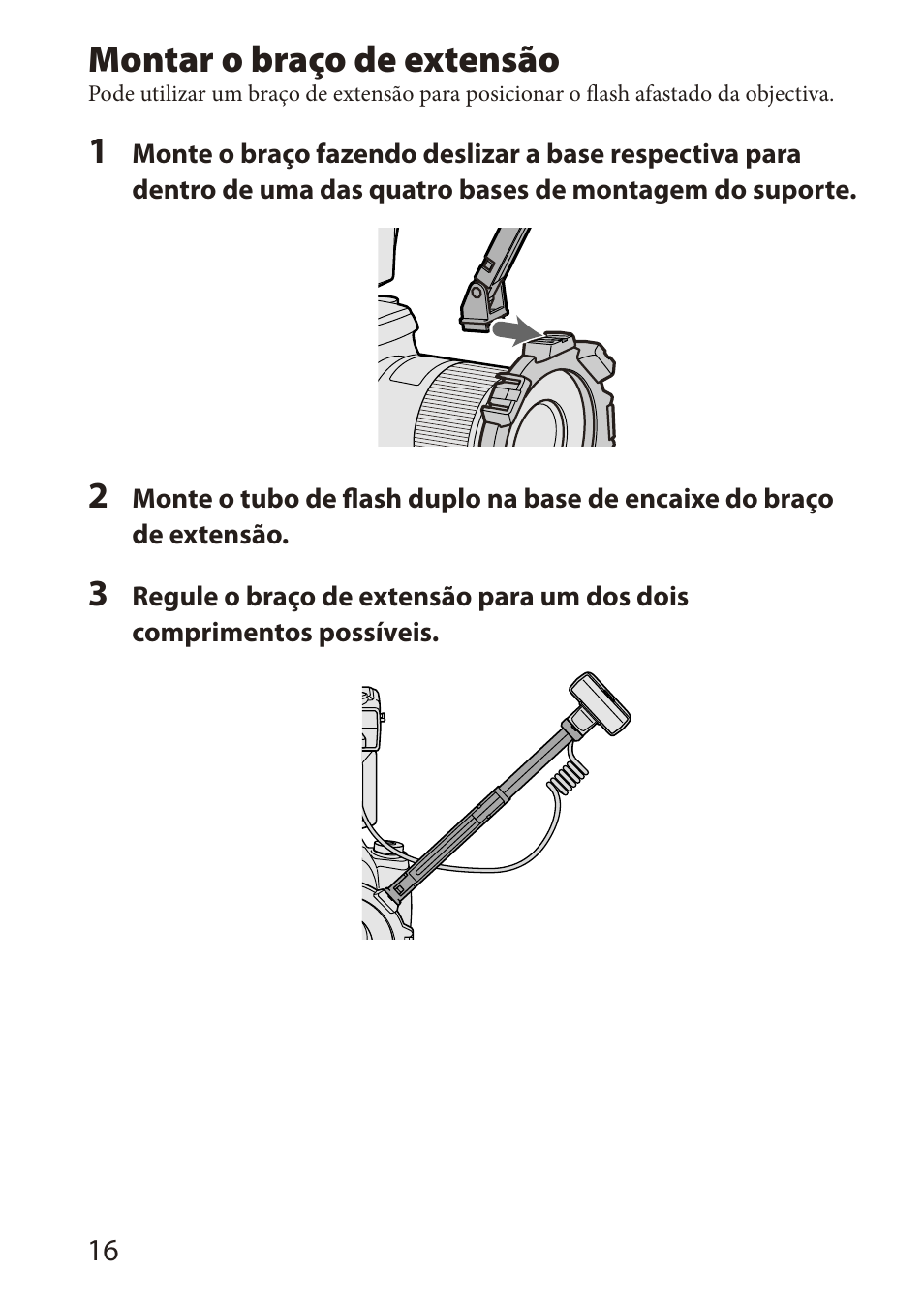 Montar o braço de extensão | Sony HVL-MT24AM User Manual | Page 76 / 294