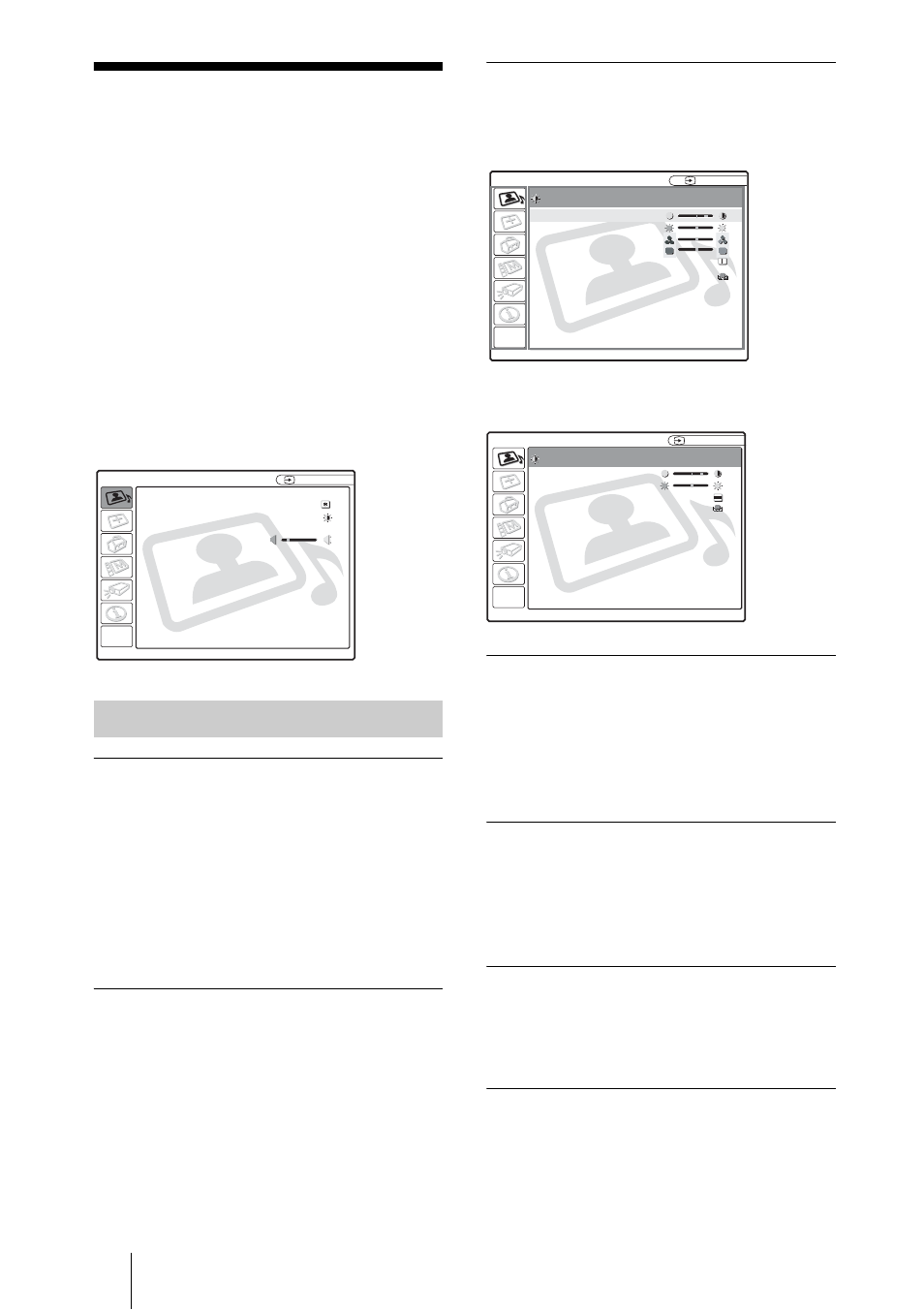 El menú configuración de imagen, Elementos de menú, Modo imagen | Volumen, Brillo, Color, Tonalidad | Sony VPL-ES1 User Manual | Page 132 / 156