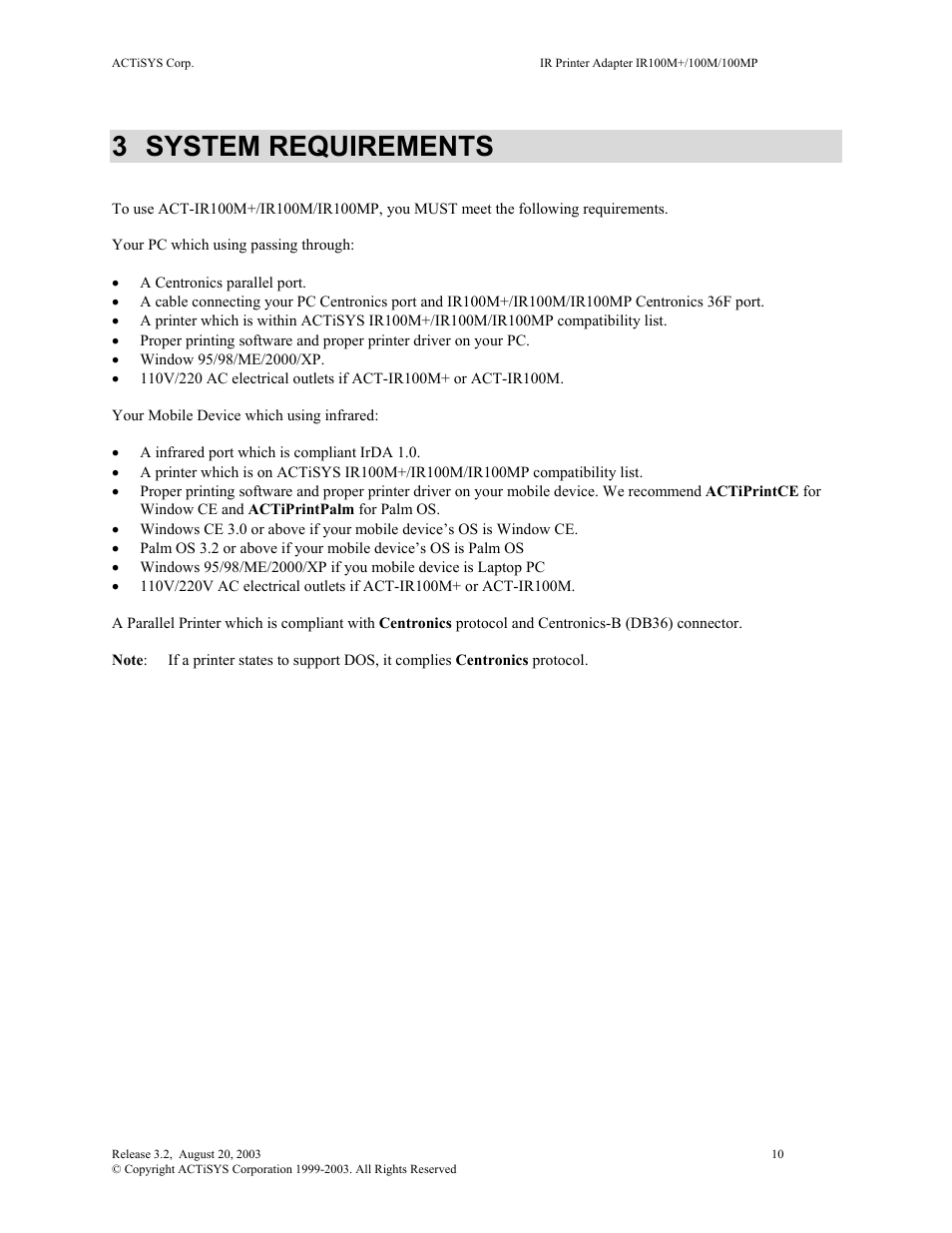 System requirements, 3 system requirements | ACTiSYS ACT-IR100M User Manual | Page 10 / 18