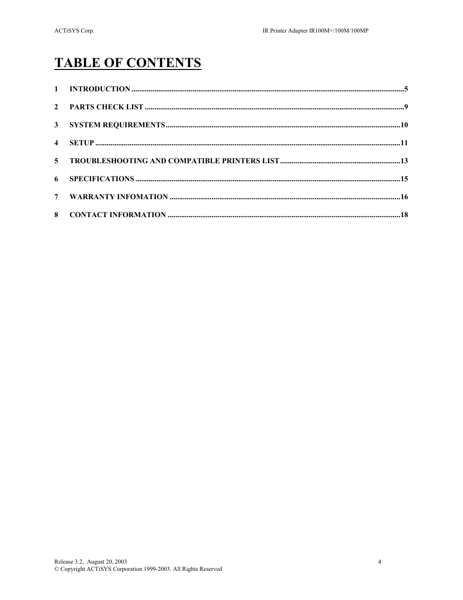 ACTiSYS ACT-IR100M User Manual | Page 4 / 18
