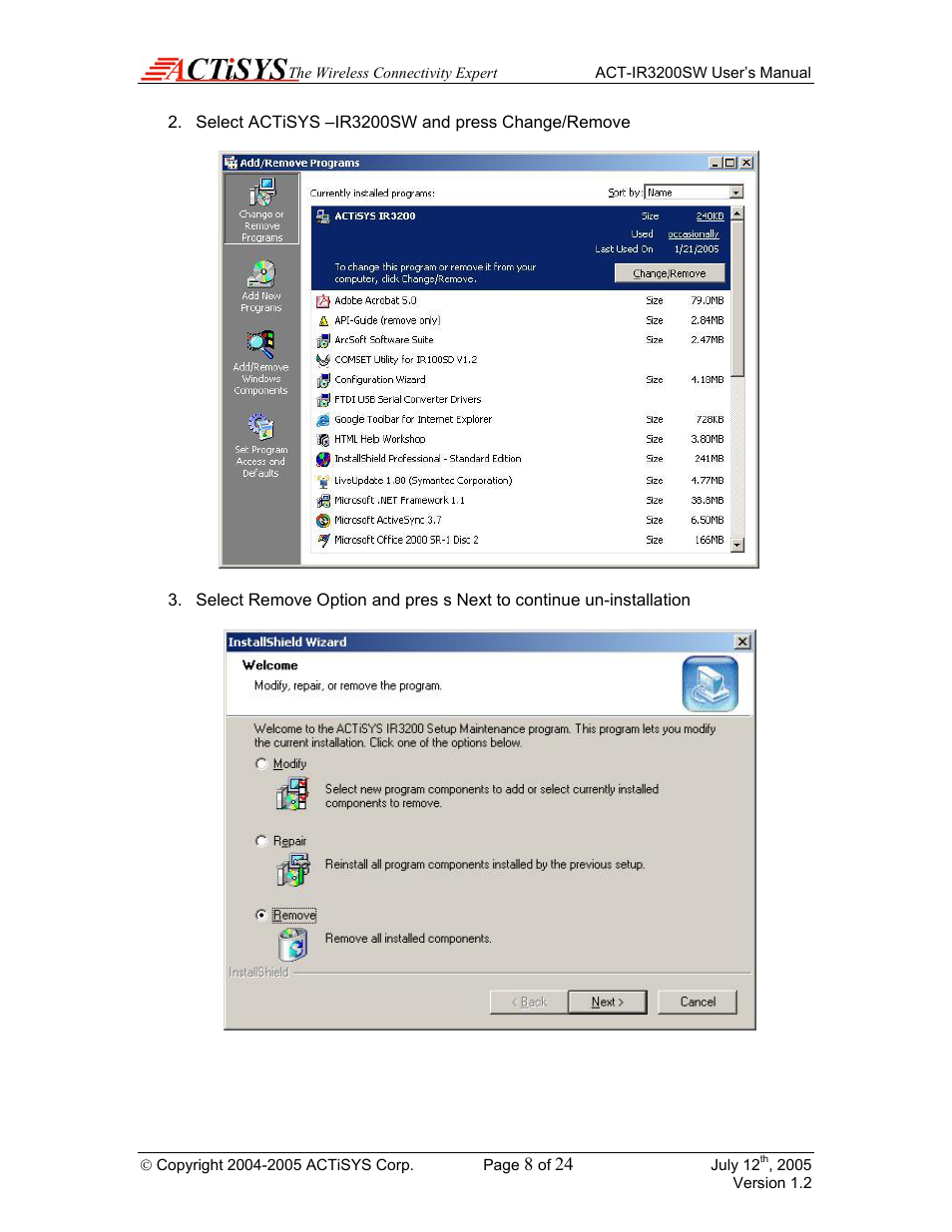 ACTiSYS ACT-IR3200SW User Manual | Page 8 / 24