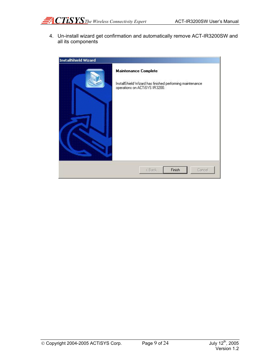 ACTiSYS ACT-IR3200SW User Manual | Page 9 / 24
