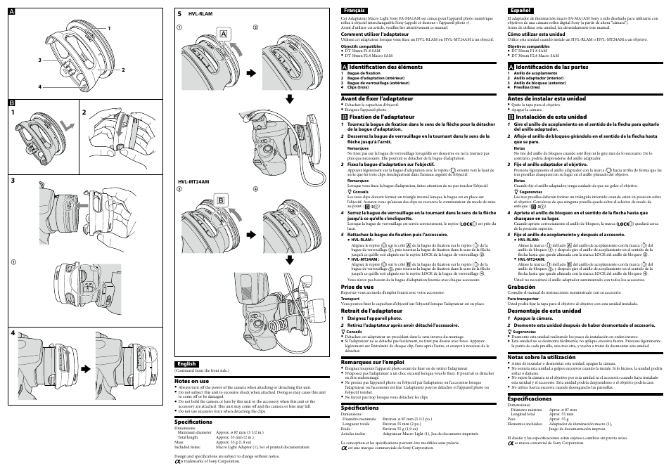 Sony FA-MA1AM User Manual | Page 2 / 2