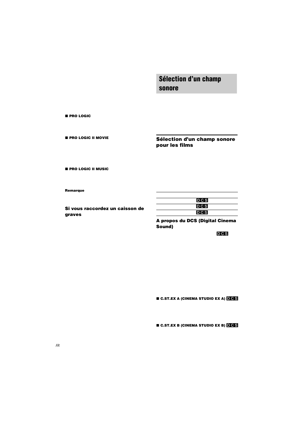 Sélection d’un champ sonore | Sony STR-LV500 User Manual | Page 18 / 72