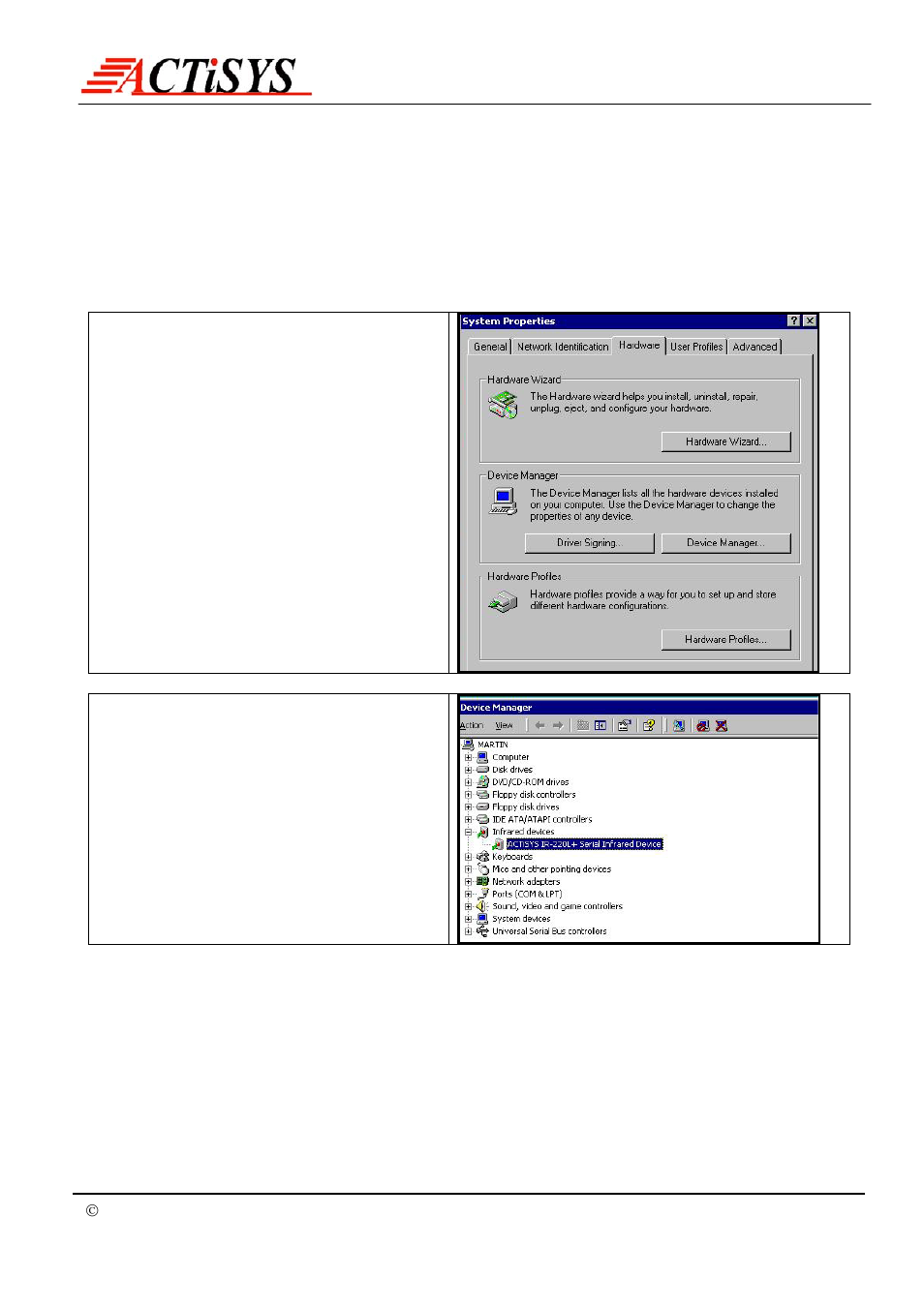 Windows 2000 unistallation guide | ACTiSYS IrDA PC Adapter ACT-IR220L+/220L/200L User Manual | Page 17 / 37