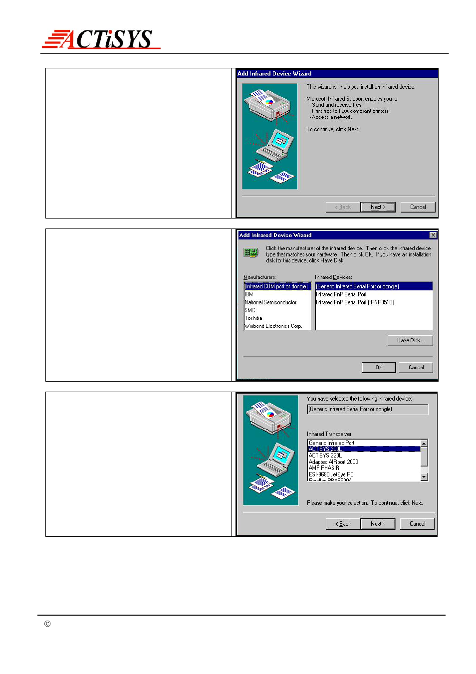 ACTiSYS IrDA PC Adapter ACT-IR220L+/220L/200L User Manual | Page 8 / 37