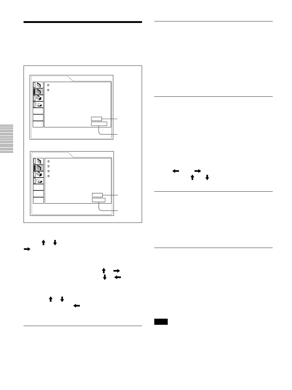 The input setting menu, Dot phase, Size h | Shift, Aspect, Scan conv (scan converter) | Sony VPL-PX30 User Manual | Page 24 / 124