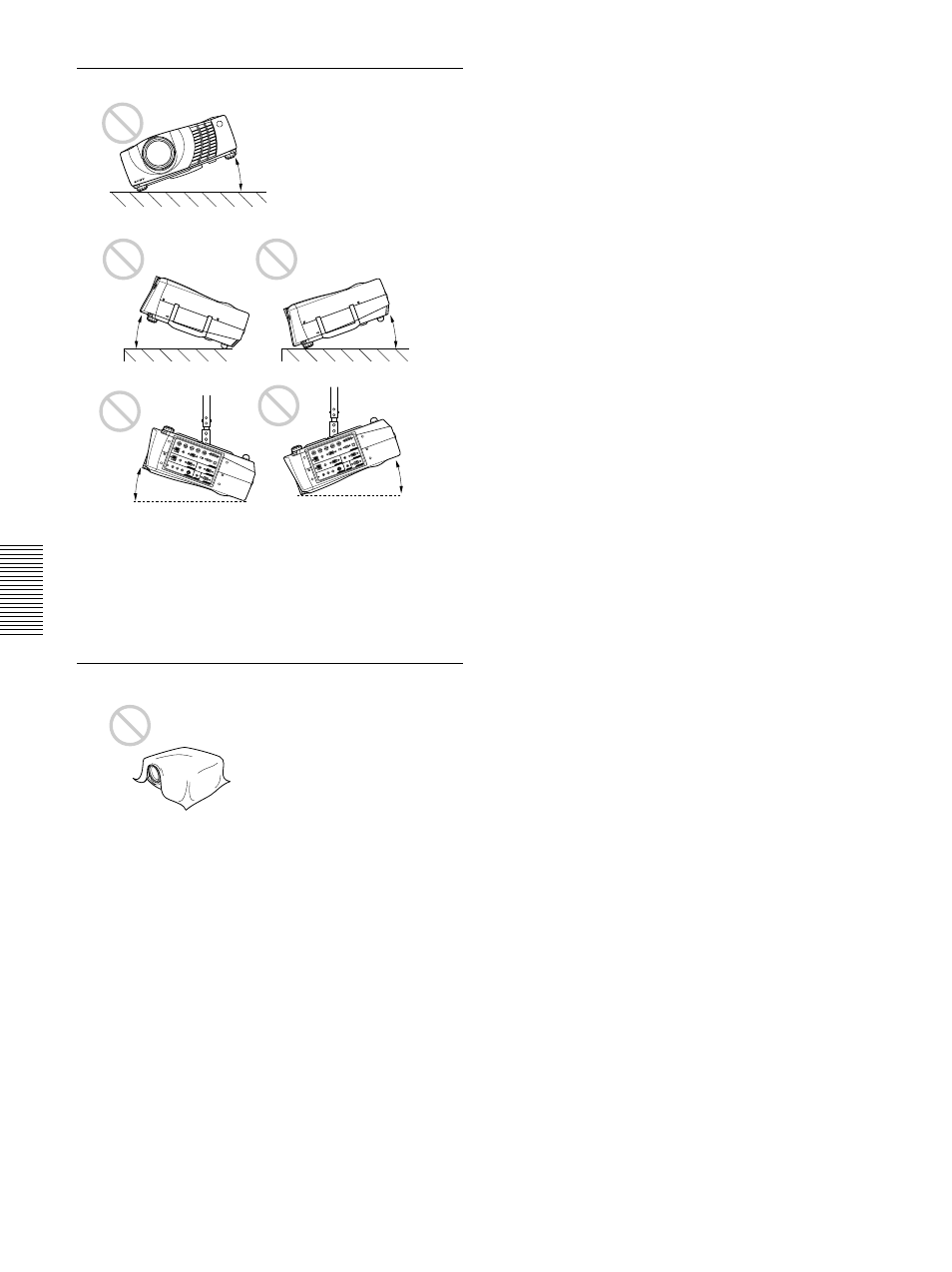 Installez-le de niveau, N’obstruez pas les orifices de ventilation | Sony VPL-PX30 User Manual | Page 72 / 124