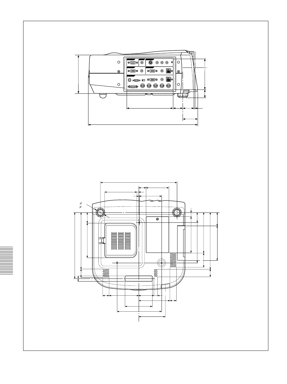Bas côté, Spécifications | Sony VPL-PX30 User Manual | Page 82 / 124