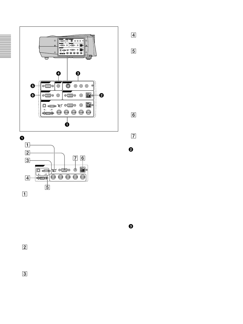 Panel de conectores, G/y, b/b-y/p, Ubicación y función de los controles | Plug in power, Mono) digital rgb rgb 5bnc | Sony VPL-PX30 User Manual | Page 92 / 124
