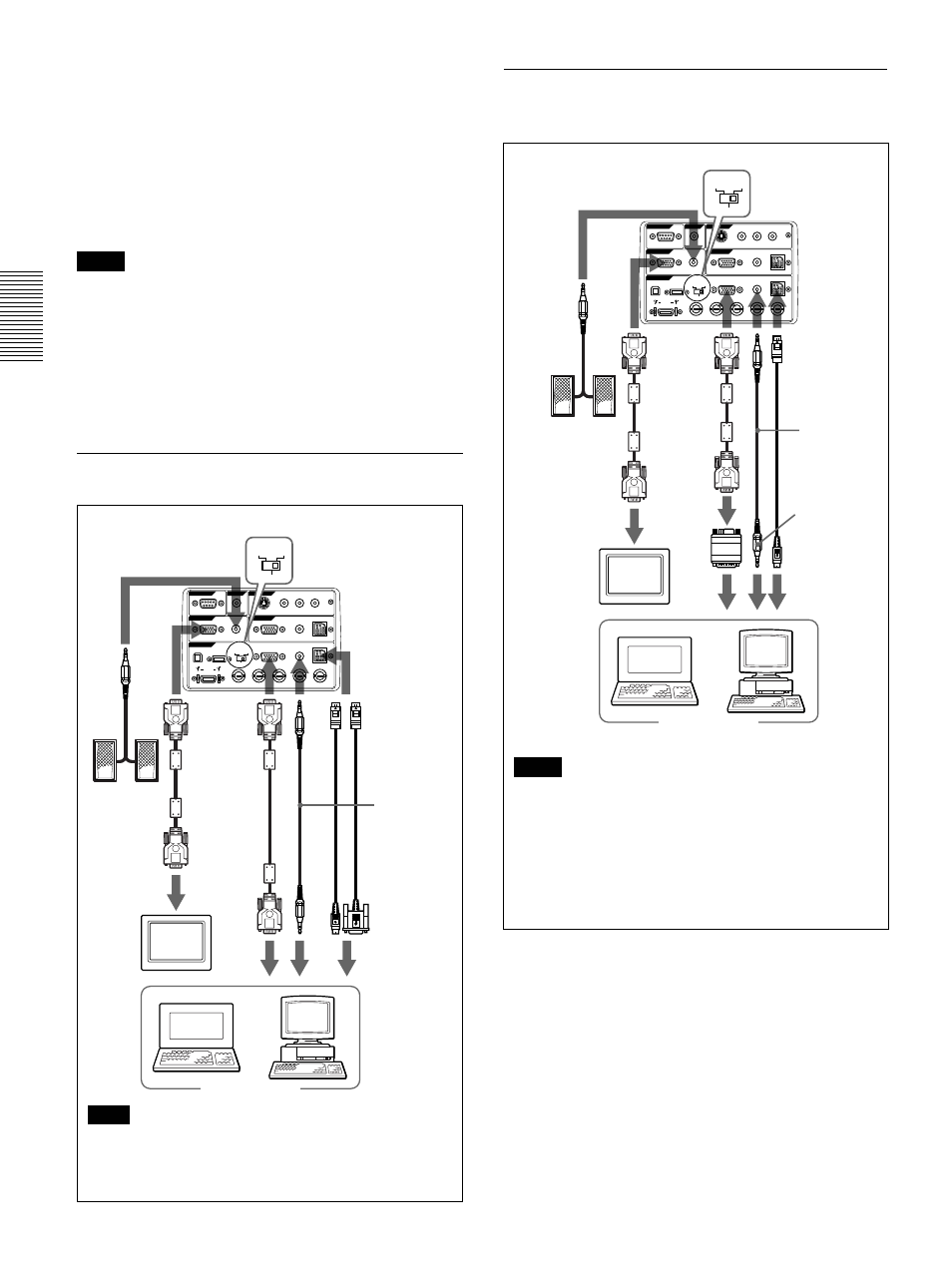 Si se conecta con un ordenador macintosh, Conexión, Notas | Nota, Adaptador de señales (no suministrado), A input a o input b | Sony VPL-PX30 User Manual | Page 96 / 124