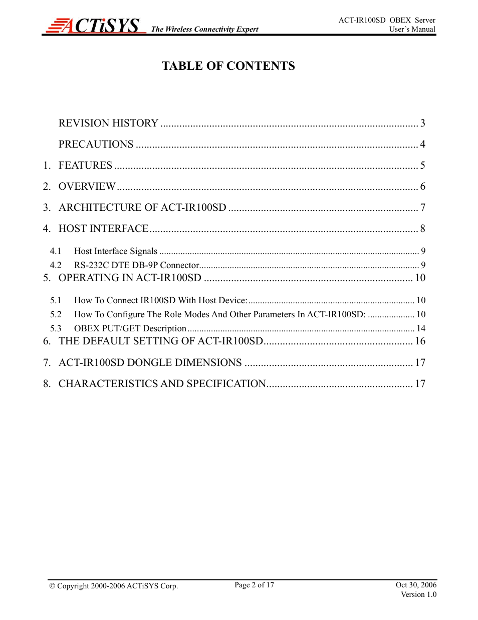ACTiSYS ACT-IR100SD User Manual | Page 2 / 17