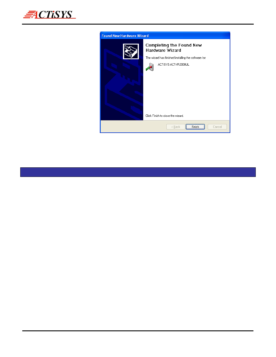 7 driver installation for windows vista, Driver installation for windows vista | ACTiSYS ACT IR2000UL User Manual | Page 11 / 20