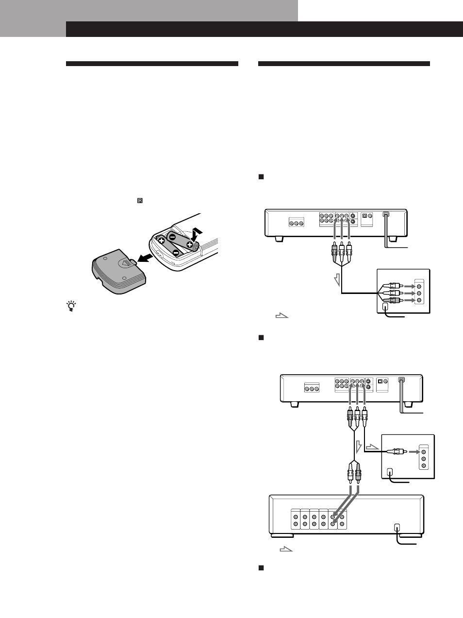 Conexión del sistema, Desembalaje, Procedimientos iniciales | Descripción general, Inserción de las pilas en el control remoto, Notas, Consulte la página 30, A entrada de vídeo | Sony DVP-S500D User Manual | Page 58 / 108