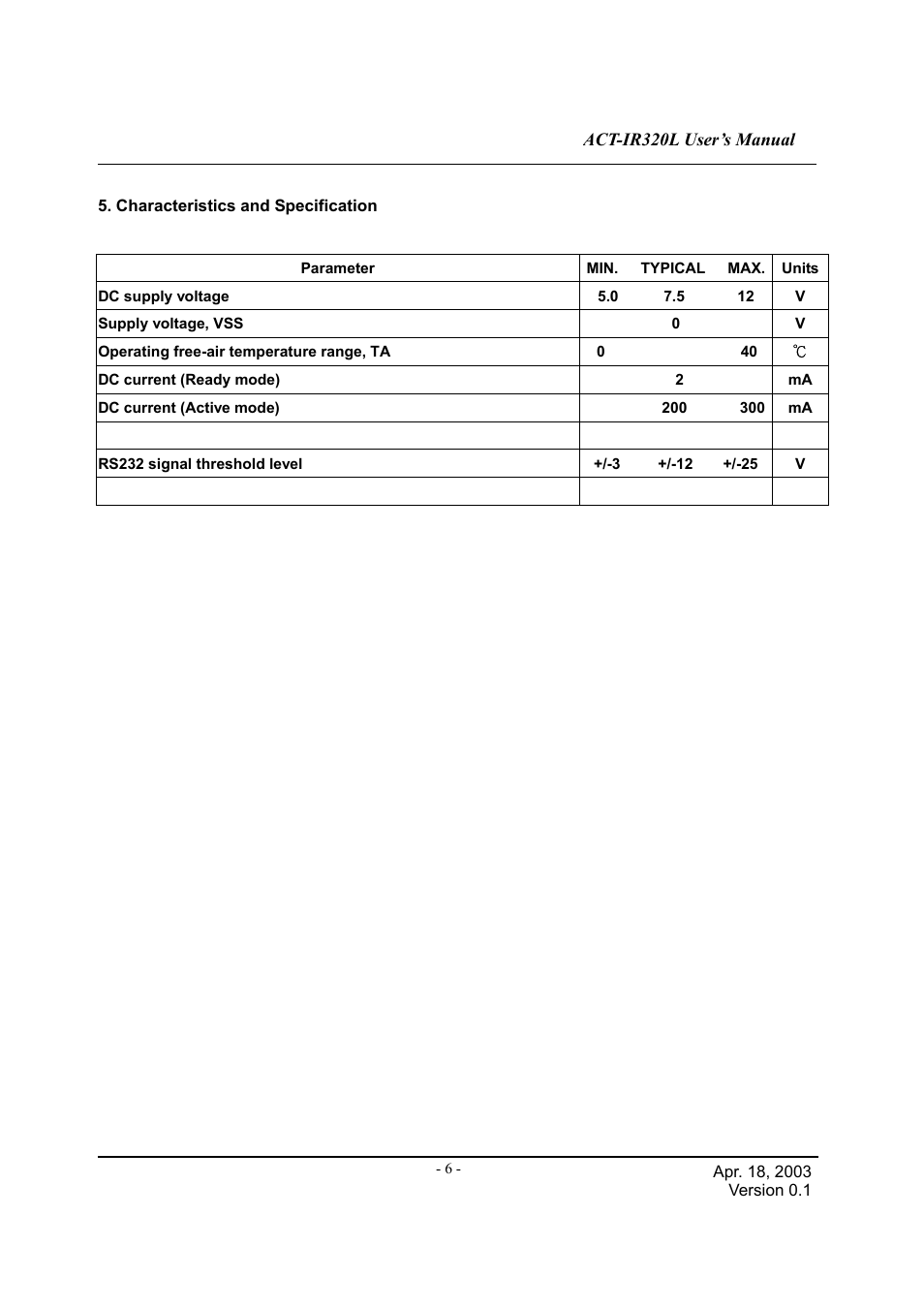 ACTiSYS ACT-IR320L User Manual | Page 7 / 7