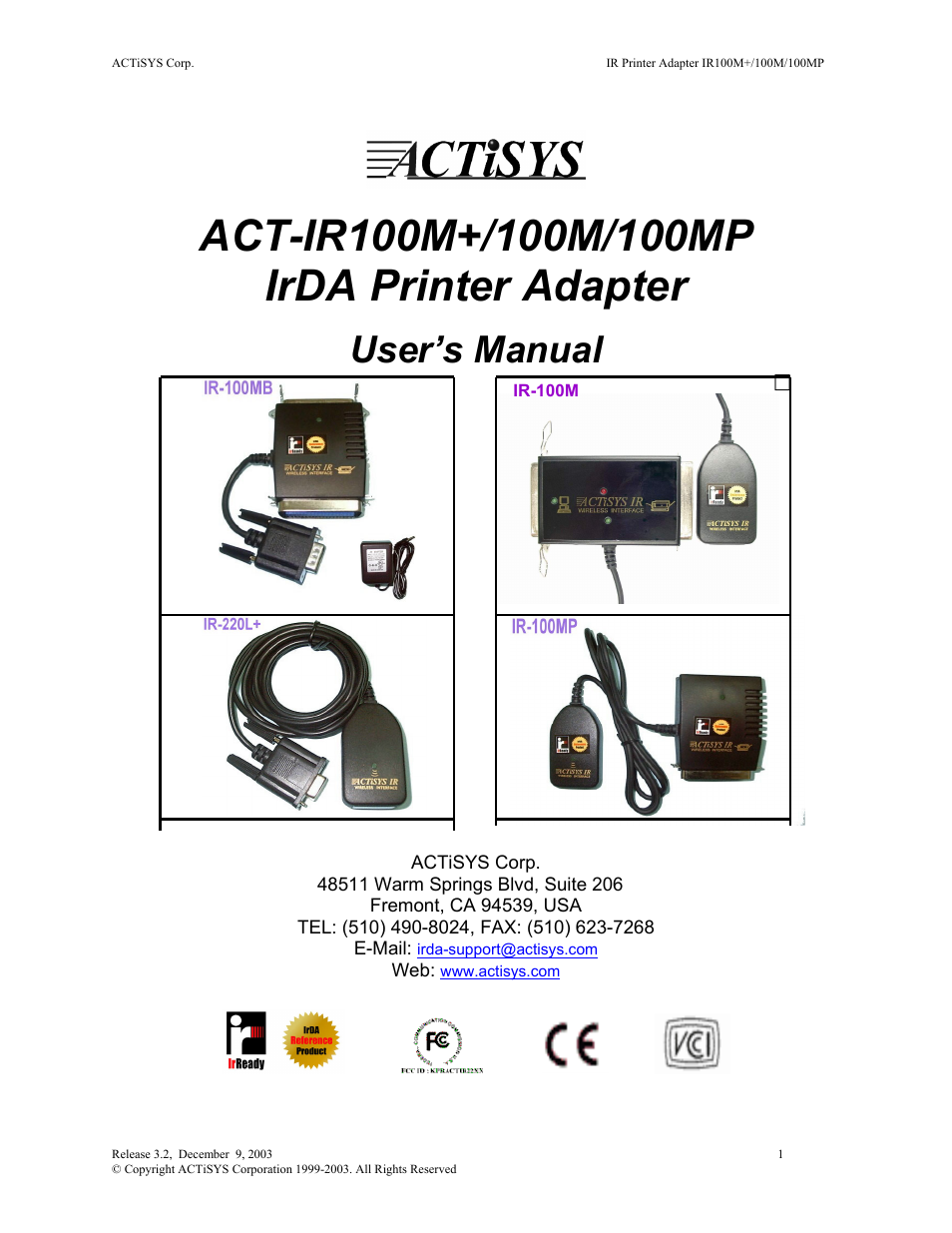 ACTiSYS ACT-IR100M User Manual | 17 pages