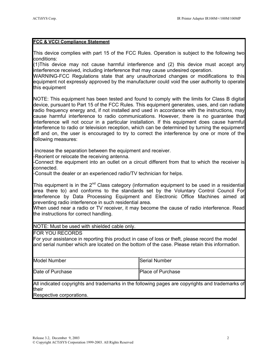 ACTiSYS ACT-IR100M User Manual | Page 2 / 17