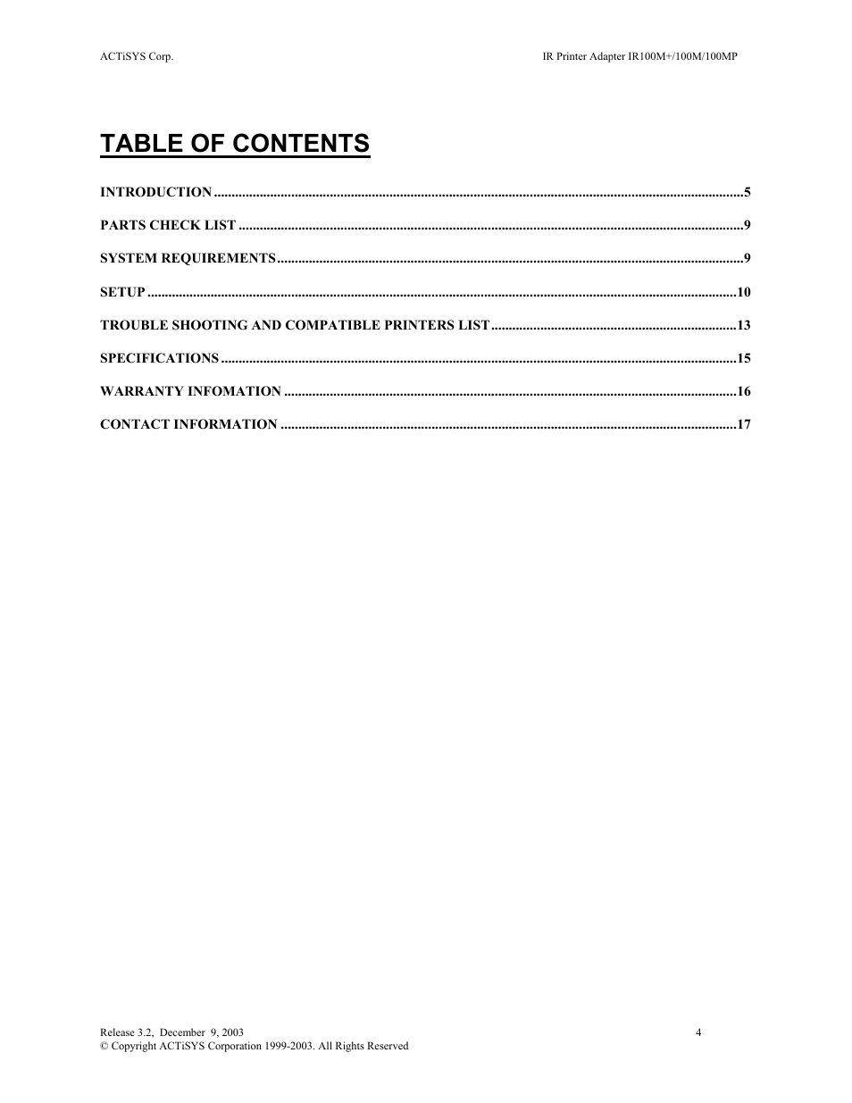 ACTiSYS ACT-IR100M User Manual | Page 4 / 17