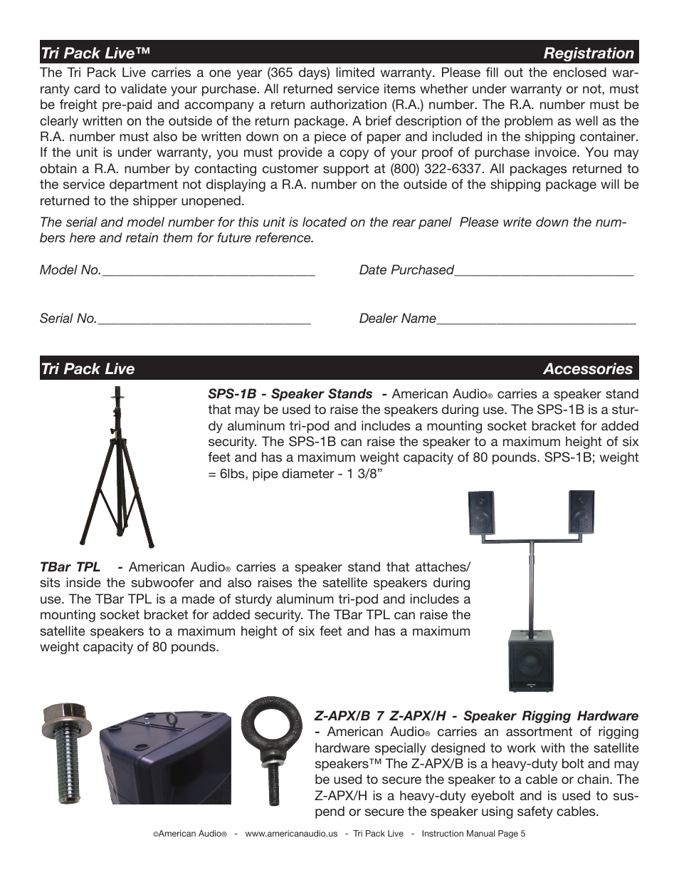 American Audio Tri Pack Live User Manual | Page 5 / 14