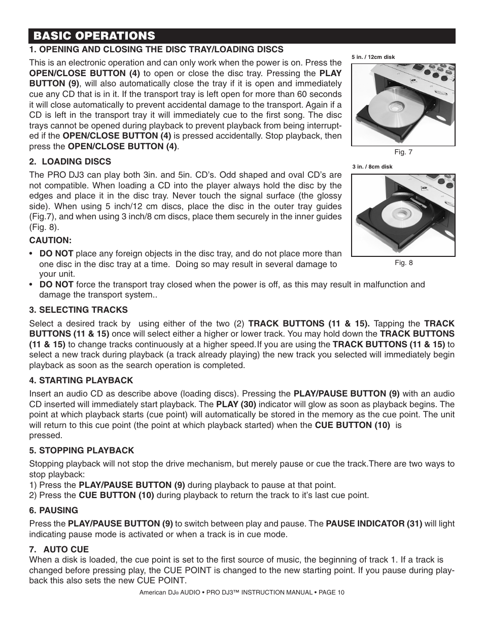 Basic operations | American Audio PRO DJ 3 User Manual | Page 10 / 17