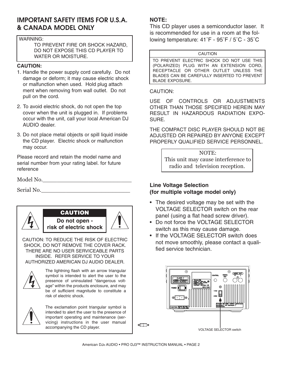 American Audio PRO DJ 3 User Manual | Page 2 / 17