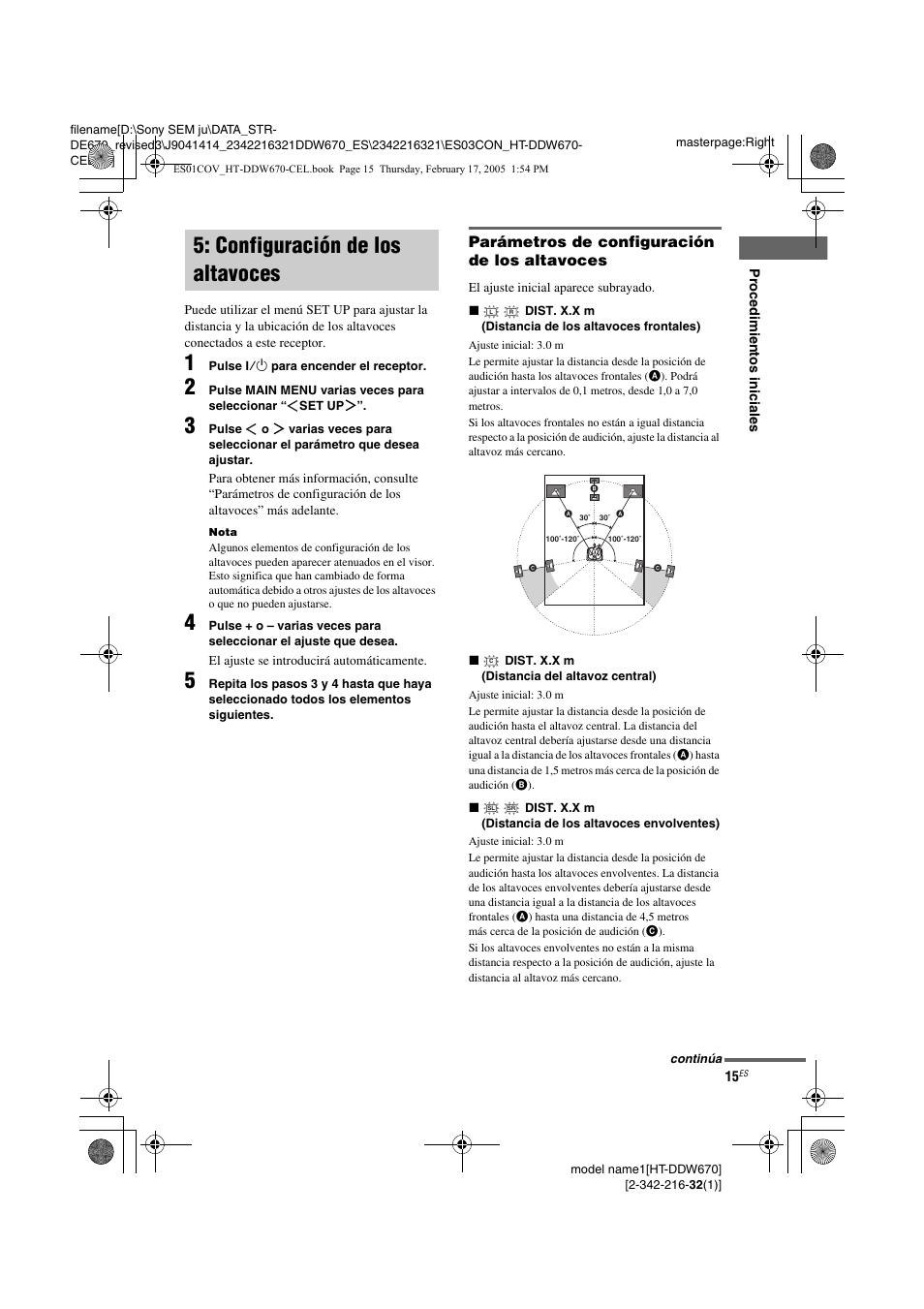 Configuración de los altavoces | Sony HT-DDW670 User Manual | Page 15 / 48