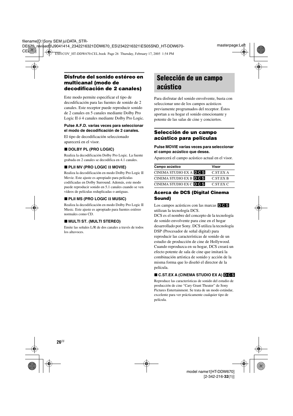 Selección de un campo acústico | Sony HT-DDW670 User Manual | Page 26 / 48