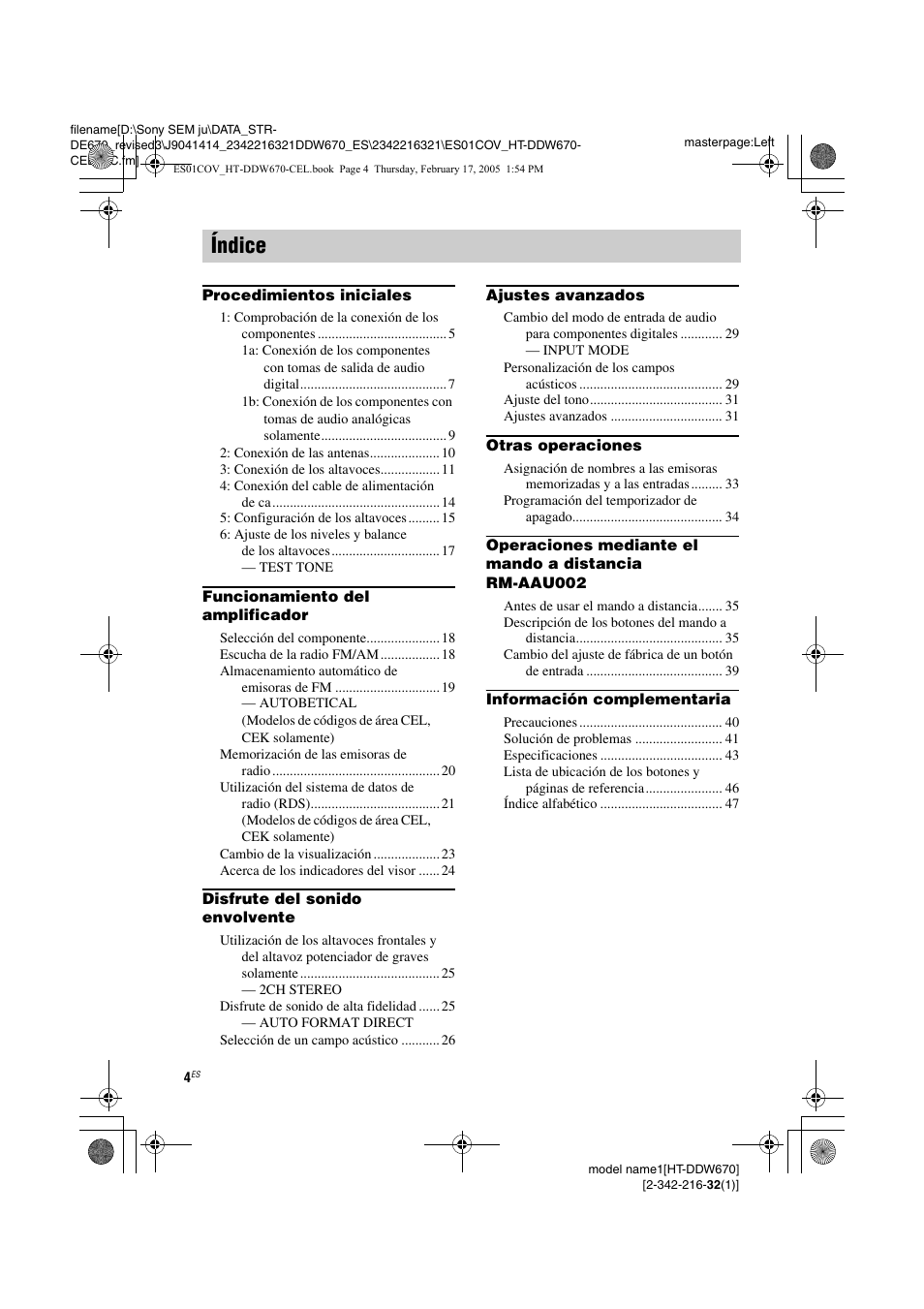 Índice | Sony HT-DDW670 User Manual | Page 4 / 48