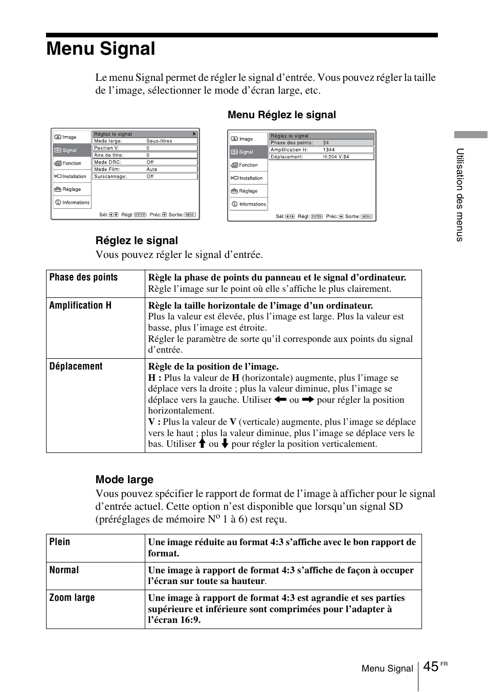 Menu signal | Sony VPL-VW100 User Manual | Page 131 / 259