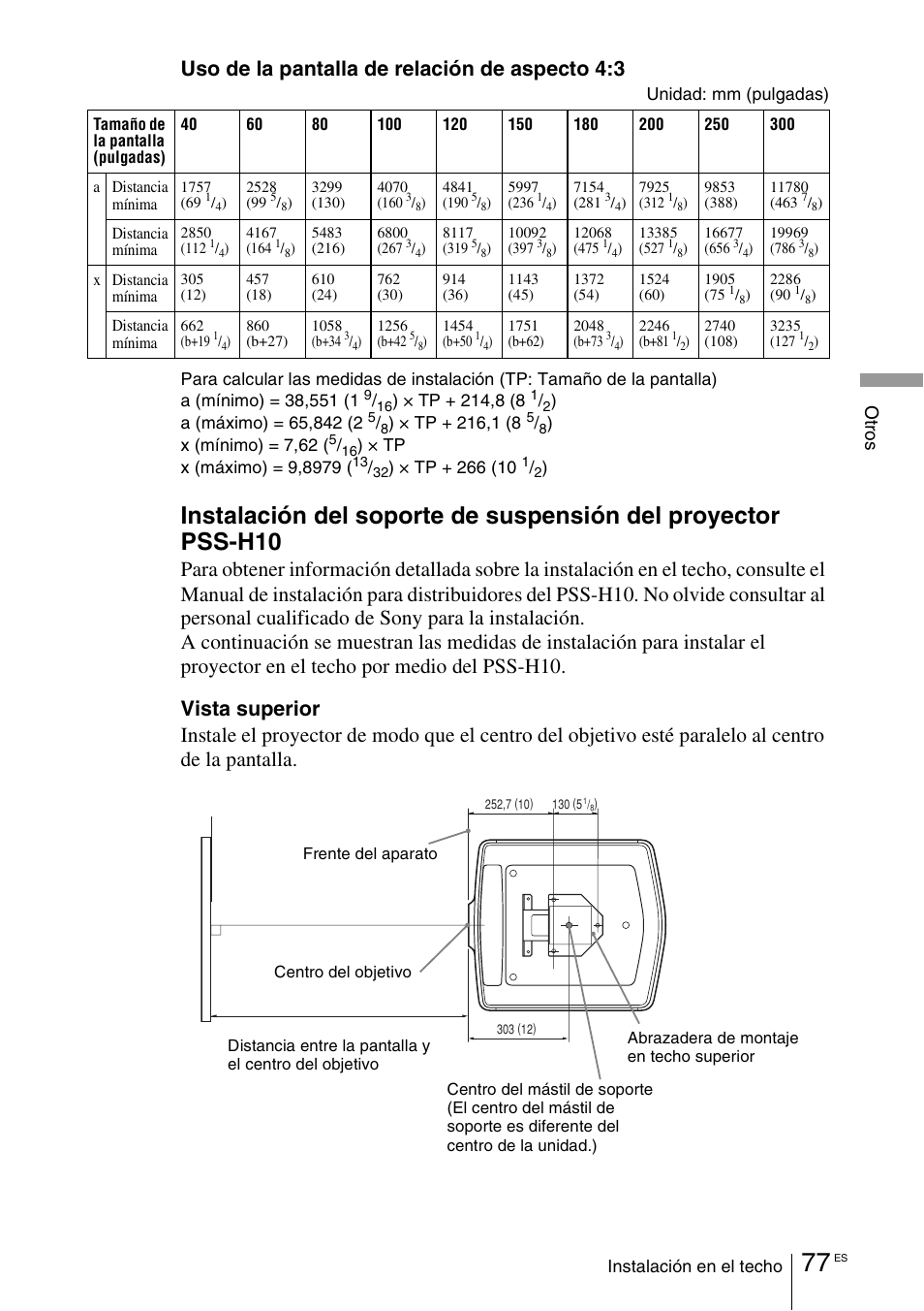 Uso de la pantalla de relación de aspecto 4:3, Ot ro s | Sony VPL-VW100 User Manual | Page 249 / 259