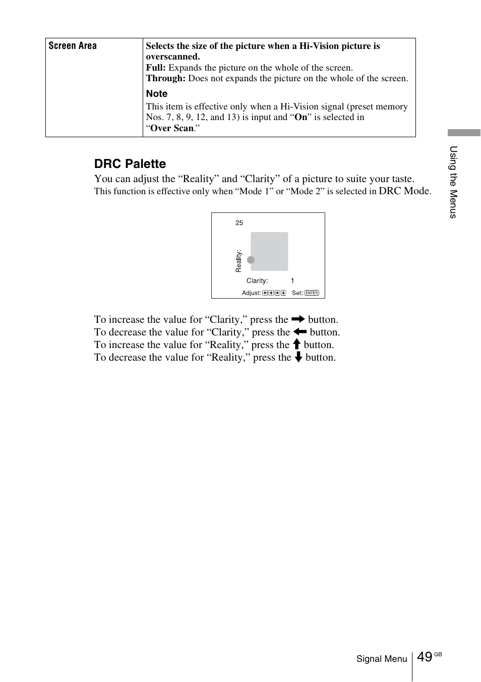 Drc palette | Sony VPL-VW100 User Manual | Page 49 / 259