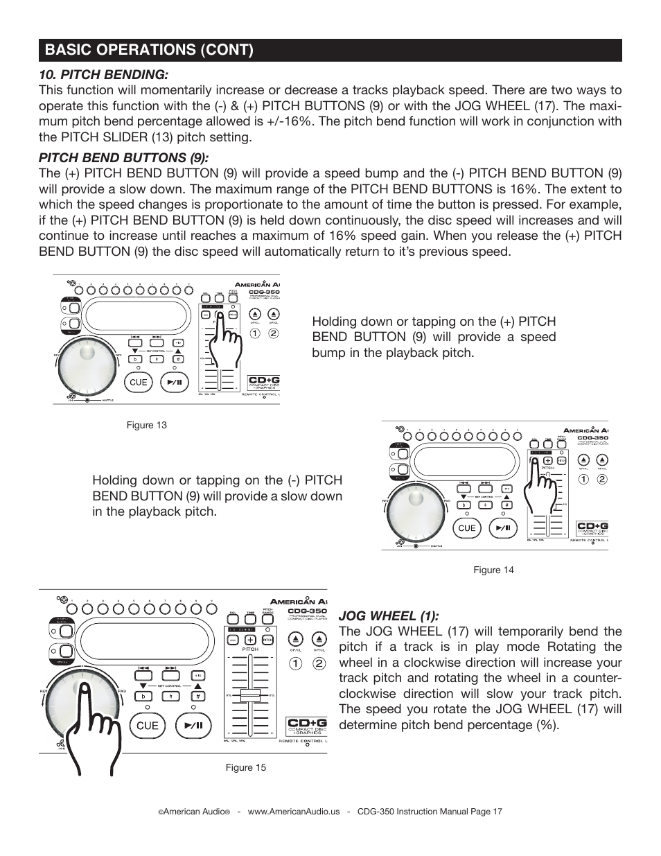 Basic operations (cont) | American Audio CDG-350 User Manual | Page 17 / 24