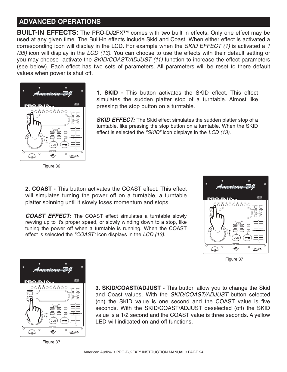 Built-in effects, Advanced operations | American Audio PRO-DJ2FX User Manual | Page 24 / 28